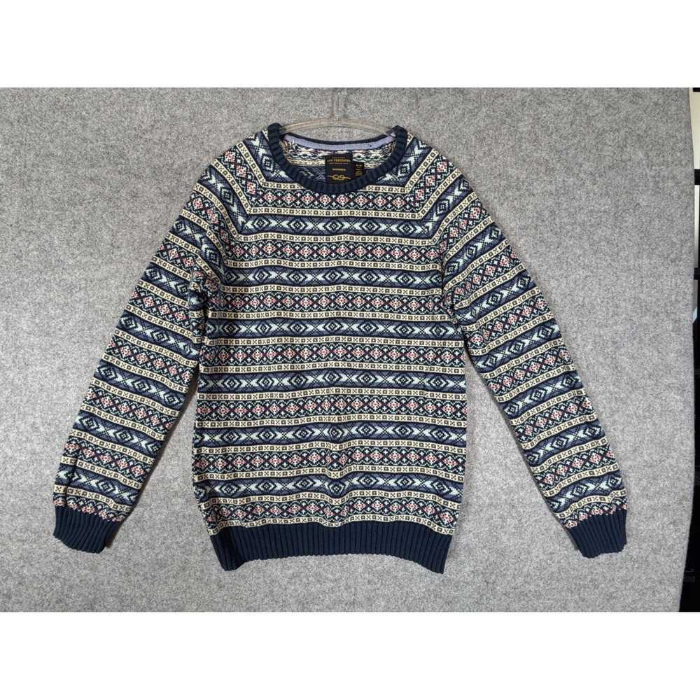 CPO Provisions Fair Isle Sweater Mens Medium Blue Good Knit Pullover